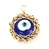 Flat Round Evil Eye Lampwork Pendants PALLOY-JF01014-1