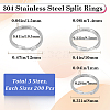 SOFPLATE 600Pcs 3 Styles 304 Stainless Steel Split Rings STAS-SP0001-64-2