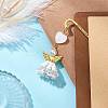 Heart Angel Glass Seed & Plastic Pearl Pendant Bookmark AJEW-MZ00002-01-2