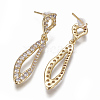 Brass Micro Pave Cubic Zirconia Dangle Stud Earrings EJEW-F224-05-3