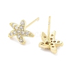 Brass Pave Clear Cubic Zirconia Stud Earring EJEW-S217-G04-2