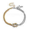 304 Stainless Steel Hollow Cross Charm Bracelet with Double Layer Box Chains BJEW-A002-01-1