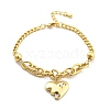 Brass Micro Pave Clear Cubic Zirconia Charm Bracelets BJEW-U020-17G-4