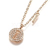 Brass Micro Pave Clear Cubic Zirconia Double Letter Pendant Necklaces NJEW-Z010-09-1