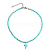 Western Style Synthetic Turquoise Round Beaded Cross Pendant Necklaces for Navajo Men and Women MO2415-3-1