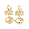 Bowknot with Heart Brass Hoop Earrings for Women EJEW-S231-04G-01-1