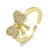 Brass Micro Pave Cubic Zirconia Cuff Ring RJEW-E296-06G-1