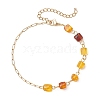 3Pcs Natural Amber Beads Link Chain Bracelets BJEW-JB13644-5