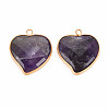 Natural Amethyst Pendants G-N326-124A-2