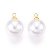 Brass & ABS Plastic Imitation Pearl Pendants KK-N261-12mm-121G-1