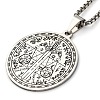 304 Stainless Steel Flat Round with Witchcraft Divination Sword Pattern Pendant Necklaces NJEW-S007-10P-2