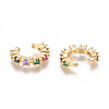 Golden Plated Brass Micro Pave Cubic Zirconia Cuff Earrings EJEW-L244-26G-2