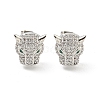 Wolf Brass Micro Pave Clear & Green Cubic Zirconia Stud Earrings for Women EJEW-G387-02P-2