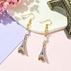 Alloy Enamel Eiffel Tower Dangle Earrings with Imitation Pearl Beaded EJEW-JE05422-02-3