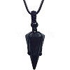 Natural Black Agate Cone Pendant Necklaces PW-WG75823-06-1