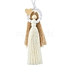 3Pcs 3 Colors Handmade Macrame Cotton Angel Hanging Ornaments HJEW-JM02711-3