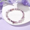 Natural Lepidolite/Purple Mica Stone Chips Beaded Stretch Bracelets for Women BJEW-JB10046-08-2