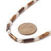 Natural Tiger Eye & Pearl & Crystal Rhinestone Beaded Necklace for Women NJEW-JN04209-03-4