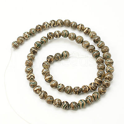 Tibetan Style Wave Pattern dZi Beads TDZI-D005-8mm-06-1