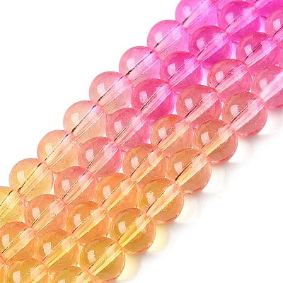 Baking Paint Transparent Glass Beads X-DGLA-M001-8mm-05-1