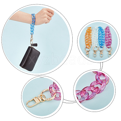 4Pcs 4 Colors Transparent Resin Curb Chain Bag Strap FIND-WR0003-97-1