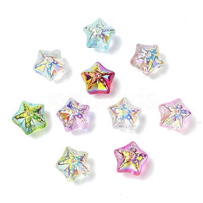 50Pcs 10 Colors Electroplate Baking Paint Glass Beads EGLA-YW0005-61-1