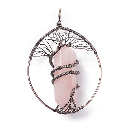 Natural Rose Quartz Big Pendants G-F702-02R-A-1