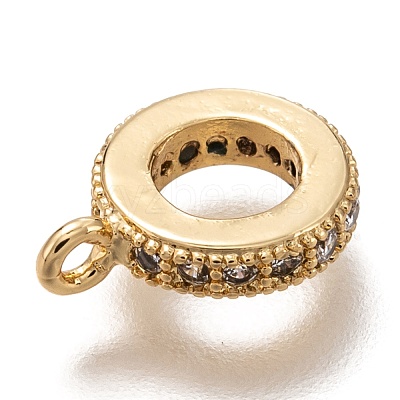 Brass Micro Pave Clear Cubic Zirconia Charms ZIRC-B002-43G-1