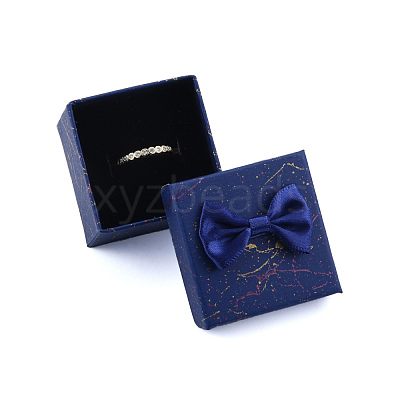 Ribbon Bow Cardboard Rings Jewelry Gift Boxes CBOX-N013-023-1