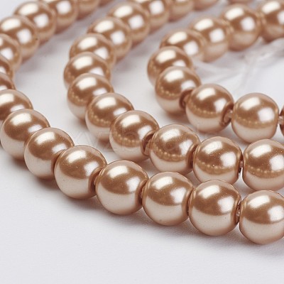 Eco-Friendly Dyed Glass Pearl Beads Strands HY-A008-6mm-RB045-1