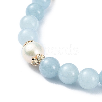 Natural Quartz & Pearl Beaded Stretch Bracelet for Women BJEW-JB09384-04-1