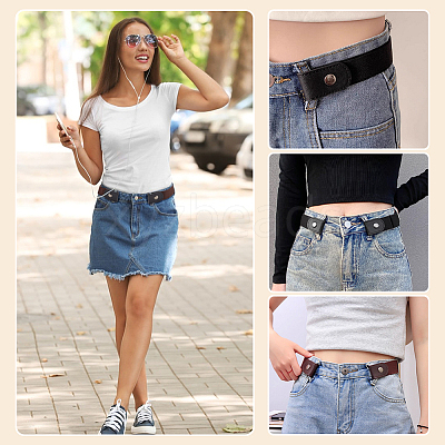6Pcs 2 Colors Canvas Elastic Invisible Belt with Alloy Buckles AJEW-FG0003-99-1