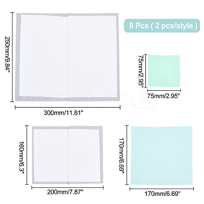 8Pcs 4 Style Silver Polishing Cloth AJEW-AR0001-33-1