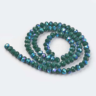 Electroplate Opaque Solid Color Glass Beads Strands X-EGLA-A034-P4mm-L06-1