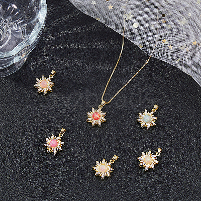 6Pcs 6 Colors Rack Plating Brass Pendant KK-DC0004-98-1