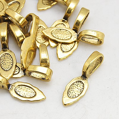 Tibetan Style Alloy Glue-on Flat Pad Bails GLF10728Y-NF-1