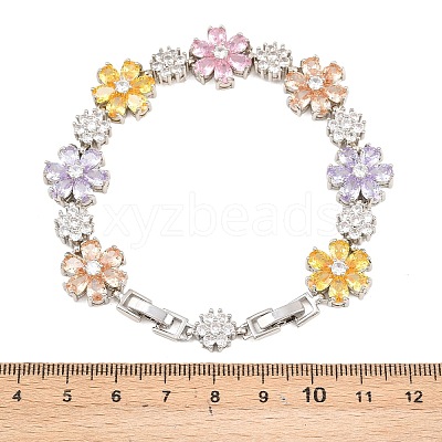 Platinum Tone Brass Micro Pave Cubic Zirconia Tennis Bracelets BJEW-B160-10P-1