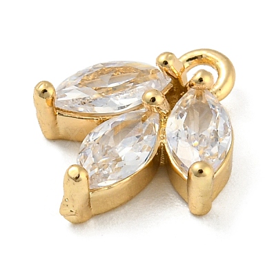 Brass with Clear Cubic Zirconia Charms X-KK-G478-02E-KCG-1