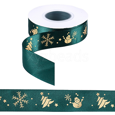 1 Roll Christmas Printed Polyester Grosgrain Ribbons OCOR-CY0002-93-1