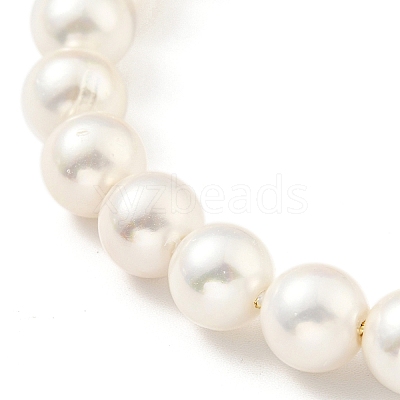 Shell Pearl Beaded Slider Bracelet with Brass Snake Chain BJEW-B066-01B-02-1
