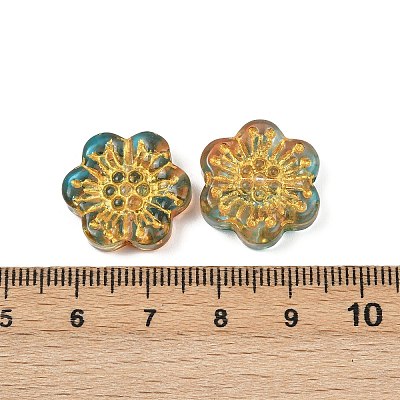 Baking Paint and Golden Metal Enlaced Glass Beads DGLA-T004-09J-1