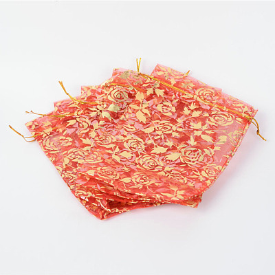 Rose Printed Organza Bags OP-R021-13x18-06-1
