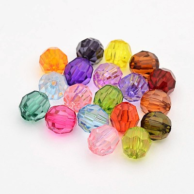 Faceted Transparent Acrylic Round Beads X-DB8MM-M-1