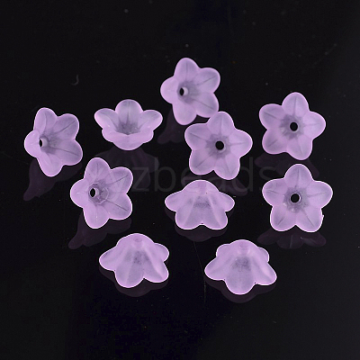 Chunky Violet Transparent Frosted Flower Acrylic Beads X-PL560-4-1