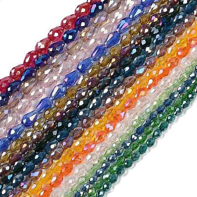 Transparent Electroplate Glass Beads Strands EGLA-N013-T8mm-B-M-1