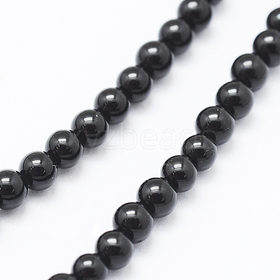 Natural Black Onyx Beads Strands G-E469-08-3mm-1