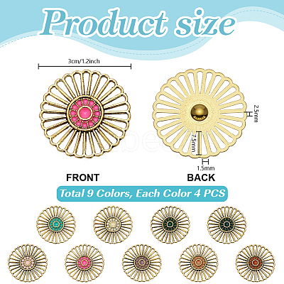 36Pcs 9 Colors Alloy Enamel Flower Chandelier Component Links FIND-PH0059-71-1