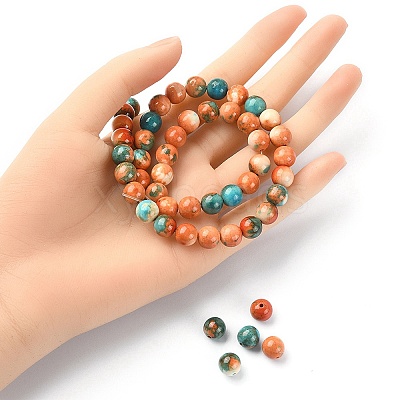 Synthetic Ocean White Jade Round Beads Strands G-YW0001-42C-1