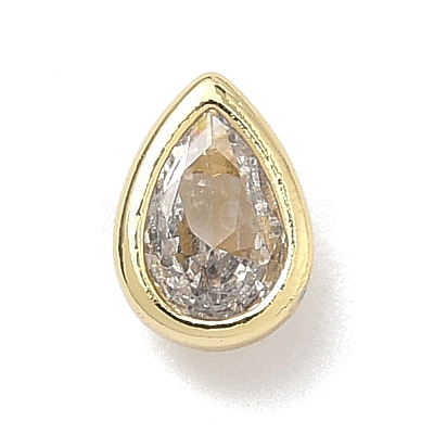 Teardrop Brass Micro Pave Cubic Zirconia Cabochons KK-P345-13G-B-1