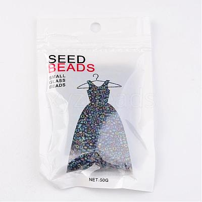 Round Transparent Colors Rainbow Glass Seed Beads X-SEED-A007-2mm-172-1